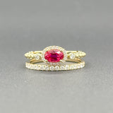 Estate 14K Y Gold 0.33ct Ruby & 0.45cttw H/SI1-2 Diamond Double Row Ring - Walter Bauman Jewelers