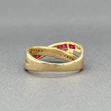 Estate 14K Y Gold 0.39cttw Ruby & 0.15cttw H-I/SI1-2 Diamond Crossover Ring - Walter Bauman Jewelers