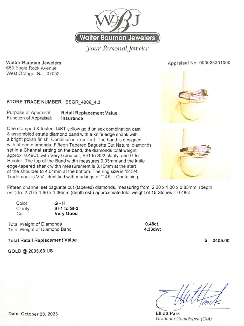 Estate 14K Y Gold 0.48cttw G-H/SI1-2 Diamond Men's Ring - Walter Bauman Jewelers