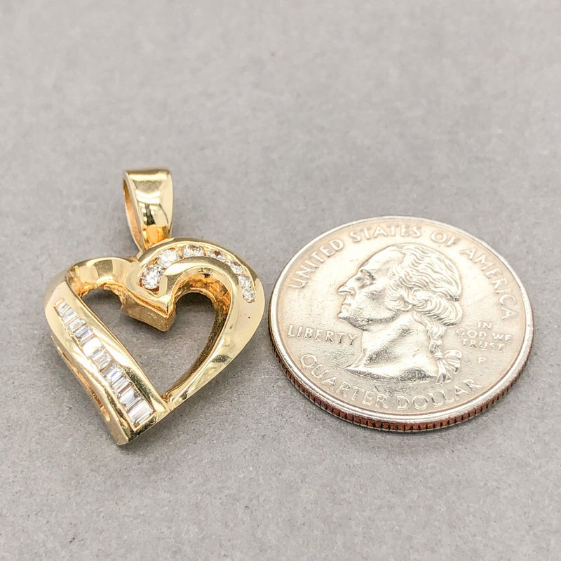 Estate 14K Y Gold 0.53cttw G-H/SI1-VS2 Diamond Heart Pendant - Walter Bauman Jewelers