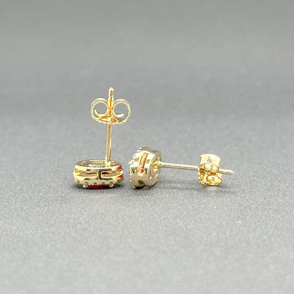 Estate 14K Y Gold 0.60ctw Ruby and 0.10ctw Diamond Halo Stud Earrings - Walter Bauman Jewelers