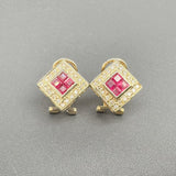 Estate 14K Y Gold 0.64cttw Ruby & 0.26cttw H/SI2-I1 Diamond Earrings - Walter Bauman Jewelers