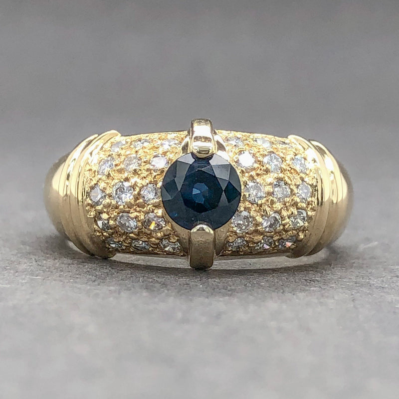 Estate 14K Y Gold 0.6cttw H-I/SI1-2 & 0.51ct Sapphire Ring - Walter Bauman Jewelers