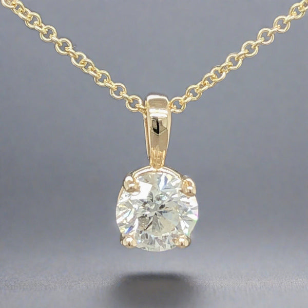 Estate 14K Y Gold 0.72ct J/SI2 RBC Diamond Solitaire Pendant - Walter Bauman Jewelers