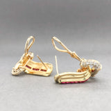 Estate 14K Y Gold 0.80cttw G-H/SI1 Diamond & 0.36cttw Ruby Drop Earrings - Walter Bauman Jewelers