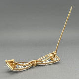 Estate 14K Y Gold 0.84cttw Sapphire & 0.55cttw G-H/SI1-2 Diamond Bow Pin - Walter Bauman Jewelers