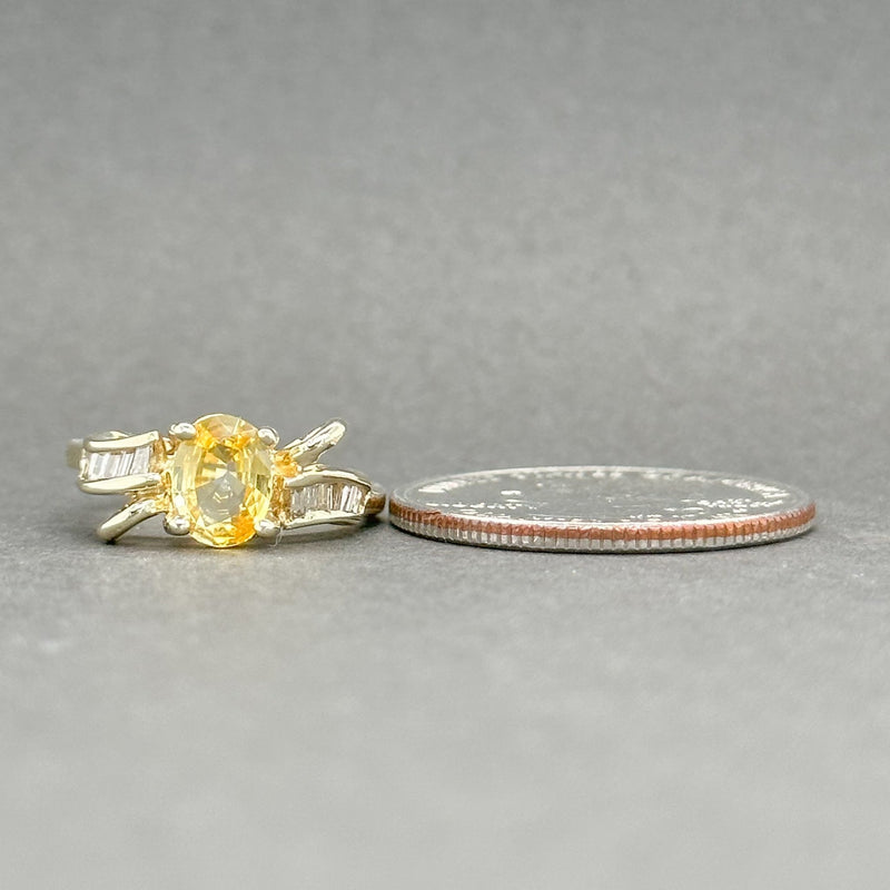 Estate 14K Y Gold 0.88ct Yellow Sapphire & 0.25cttw H-I/VS2-SI1 Diamond Cocktail Ring - Walter Bauman Jewelers