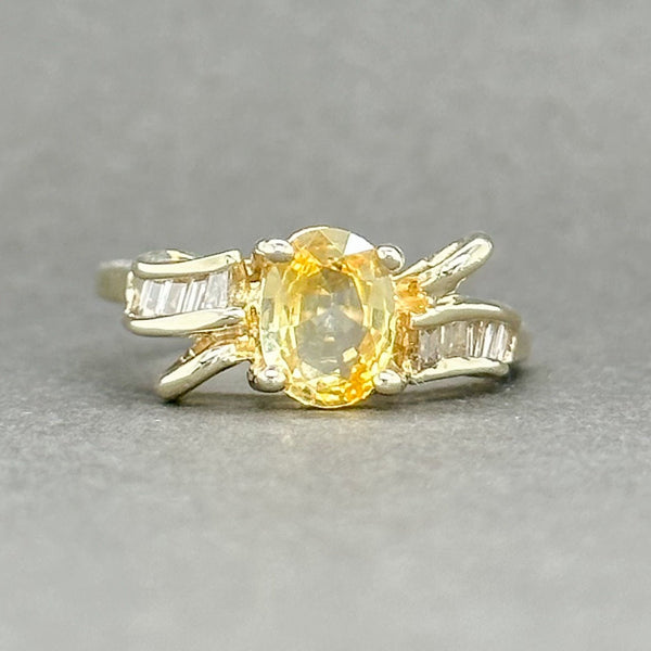 Estate 14K Y Gold 0.88ct Yellow Sapphire & 0.25cttw H-I/VS2-SI1 Diamond Cocktail Ring - Walter Bauman Jewelers