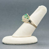 Estate 14K Y Gold 0.90ctw Emerald & 0.27ctw I-J/SI1-2 Diamond Ring - Walter Bauman Jewelers