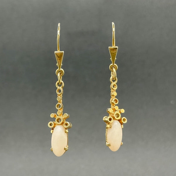 Estate 14K Y Gold 0.99ctw Angel Skin Coral Dangle Earrings - Walter Bauman Jewelers