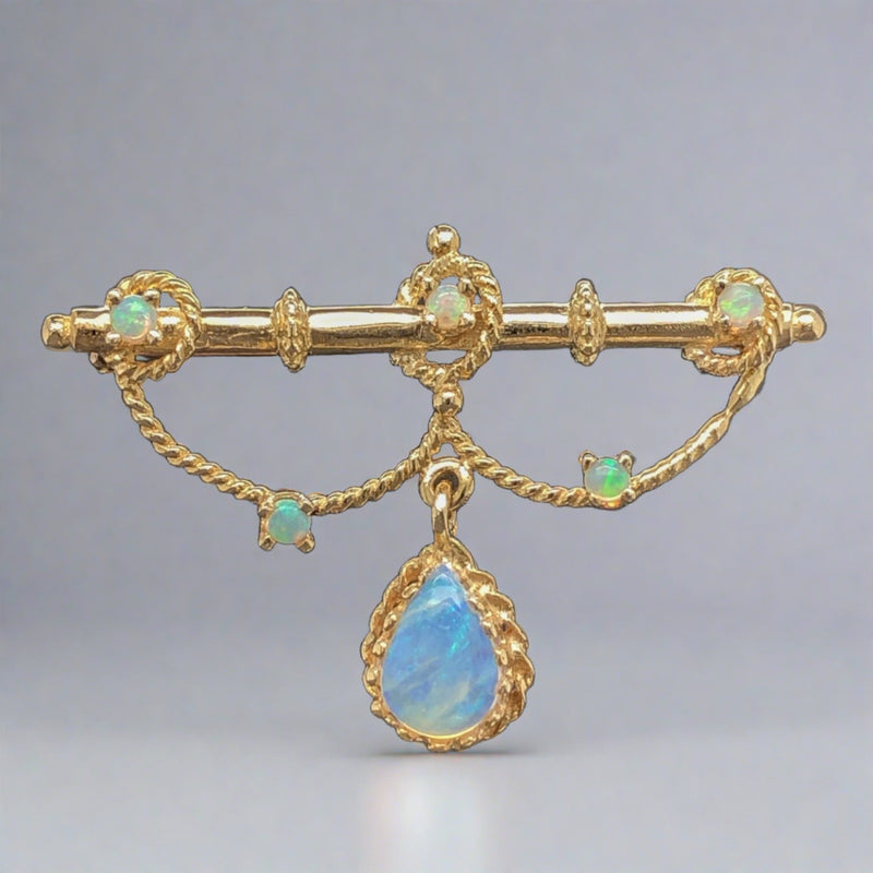 Estate 14K Y Gold 1.06cttw Opal Brooch - Walter Bauman Jewelers