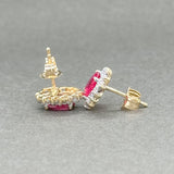 Estate 14K Y Gold 1.08ctw Lab-Created Ruby & 0.10ctw G-H/SI1-2 Diamond Stud Earrings - Walter Bauman Jewelers