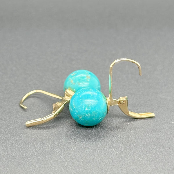 Estate 14K Y Gold 11.48ctw Turquoise Drop Earrings - Walter Bauman Jewelers