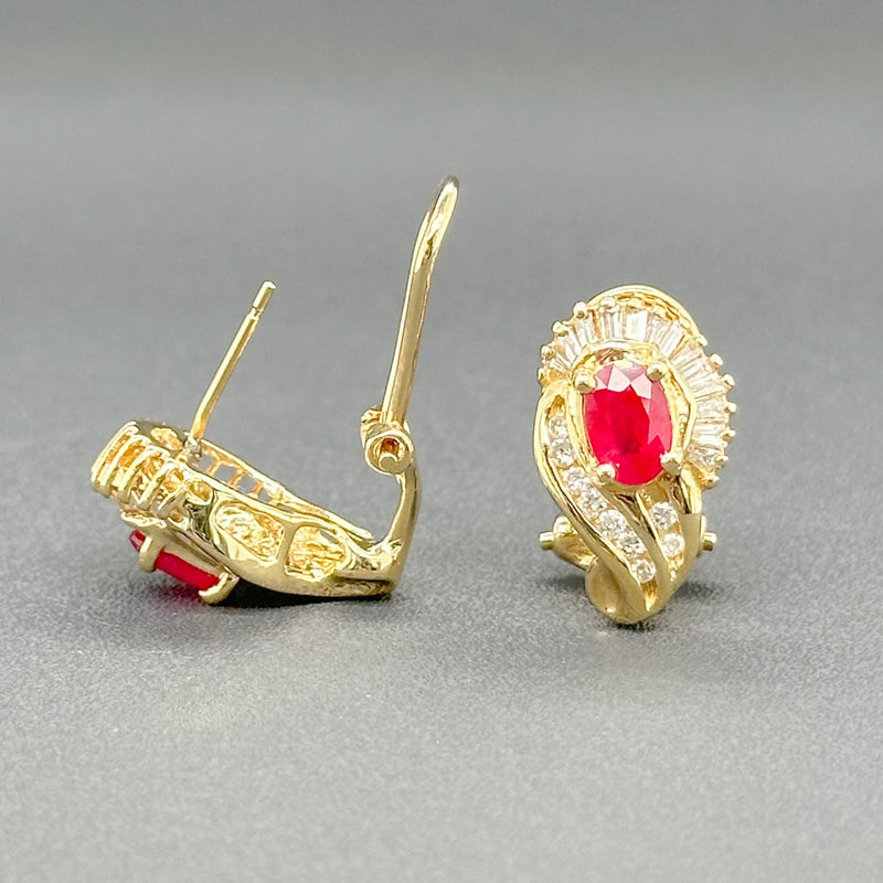 Estate 14K Y Gold 1.14cttw Ruby & 0.63cttw G-H/SI1-I1 Diamond Earrings - Walter Bauman Jewelers