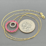 Estate 14K Y Gold 1.15cttw Ruby & 0.17cttw H-I/SI2-I1 Diamond Circle Pendant - Walter Bauman Jewelers