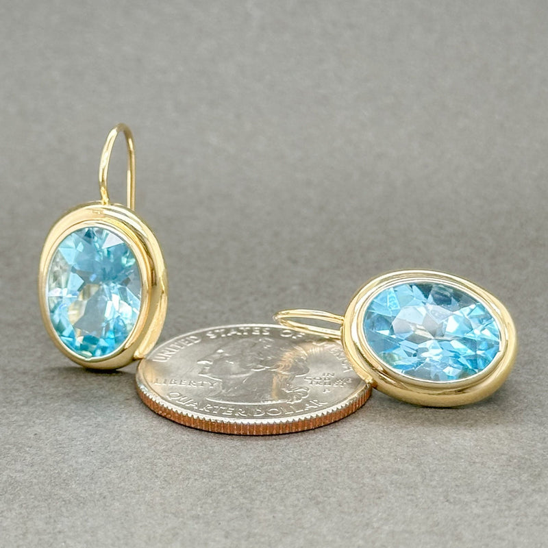 Estate 14K Y Gold 11.88ctw Blue Topaz Drop Earrings - Walter Bauman Jewelers