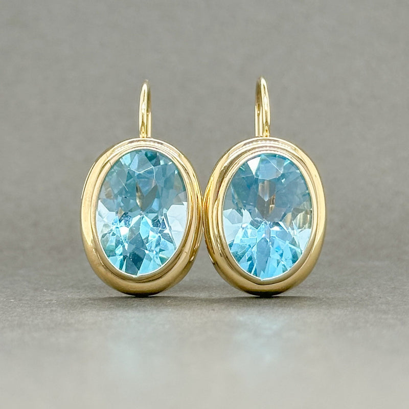 Estate 14K Y Gold 11.88ctw Blue Topaz Drop Earrings - Walter Bauman Jewelers