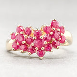 Estate 14K Y Gold 1.18cttw Ruby Heart Cluster Ring - Walter Bauman Jewelers