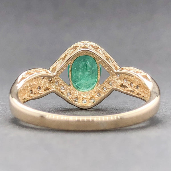 Estate 14K Y Gold 1.1ct Emerald & 0.15cttw H-I/SI2 Diamond Halo Ring - Walter Bauman Jewelers