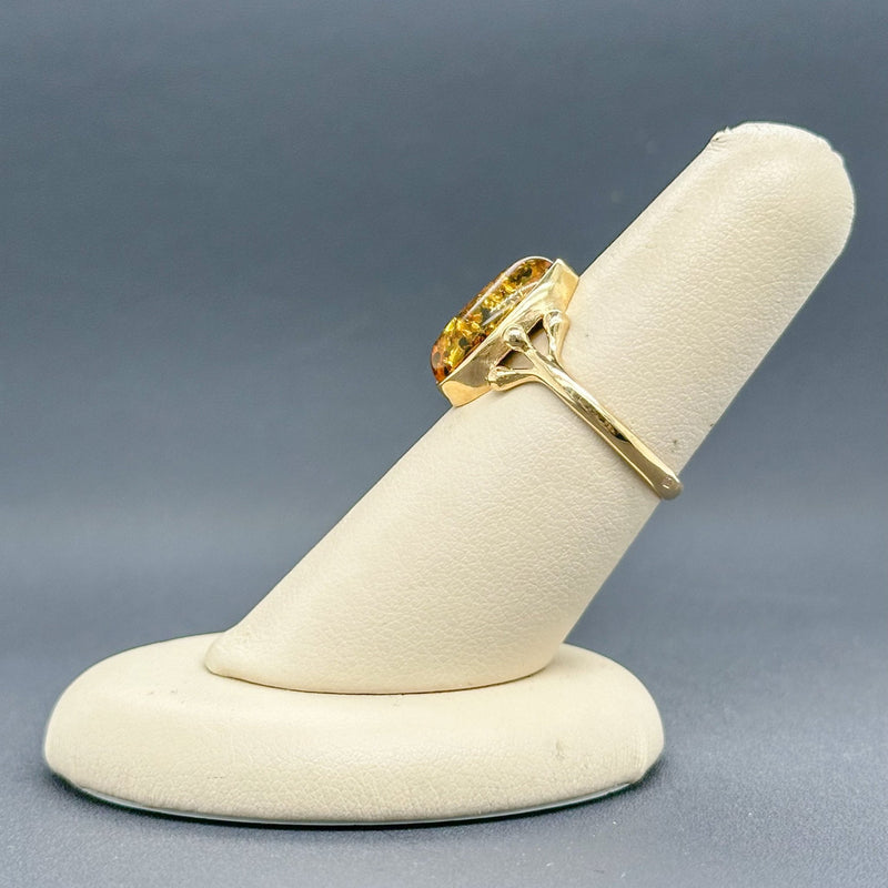 Estate 14K Y Gold 1.35cttw Amber & Onyx Ring - Walter Bauman Jewelers