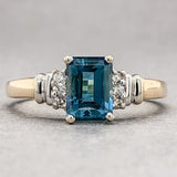 Estate 14K Y Gold 1.39ct Blue Topaz & 0.10cttw G-H/SI1 Diamond Ring - Walter Bauman Jewelers