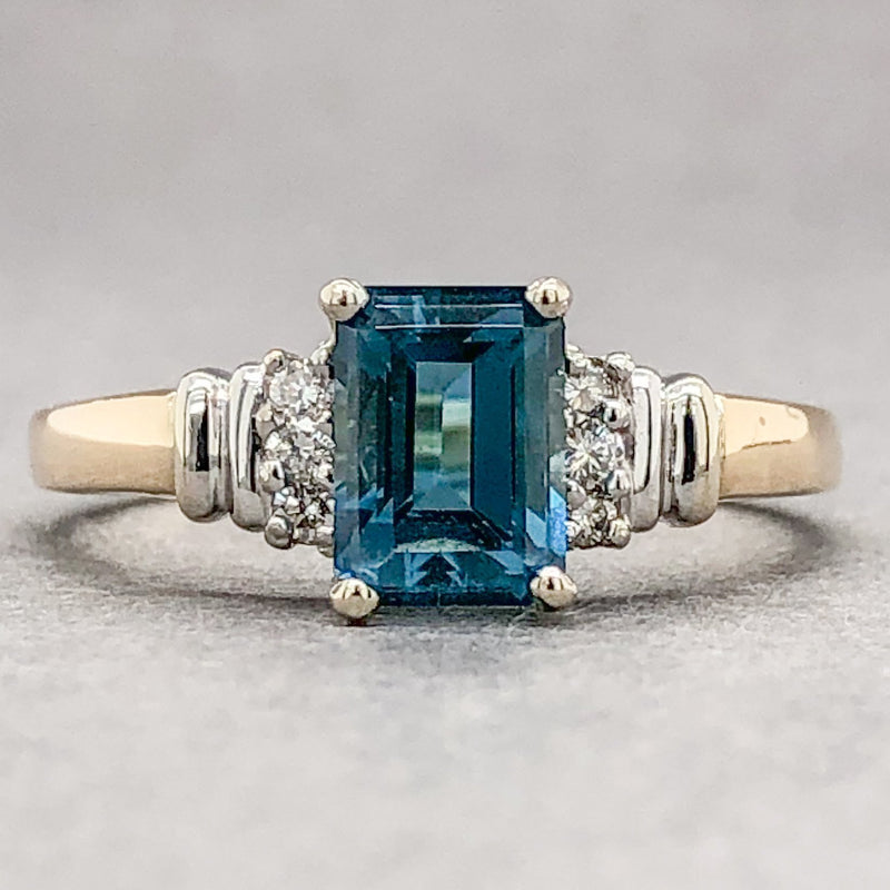 Estate 14K Y Gold 1.39ct Blue Topaz & 0.10cttw G-H/SI1 Diamond Ring - Walter Bauman Jewelers