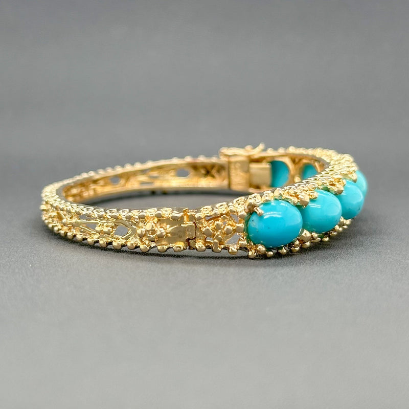 Estate 14K Y Gold 15.26cttw Turquoise Bangle Bracelet - Walter Bauman Jewelers