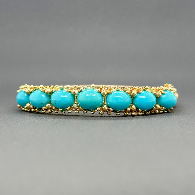 Estate 14K Y Gold 15.26cttw Turquoise Bangle Bracelet - Walter Bauman Jewelers