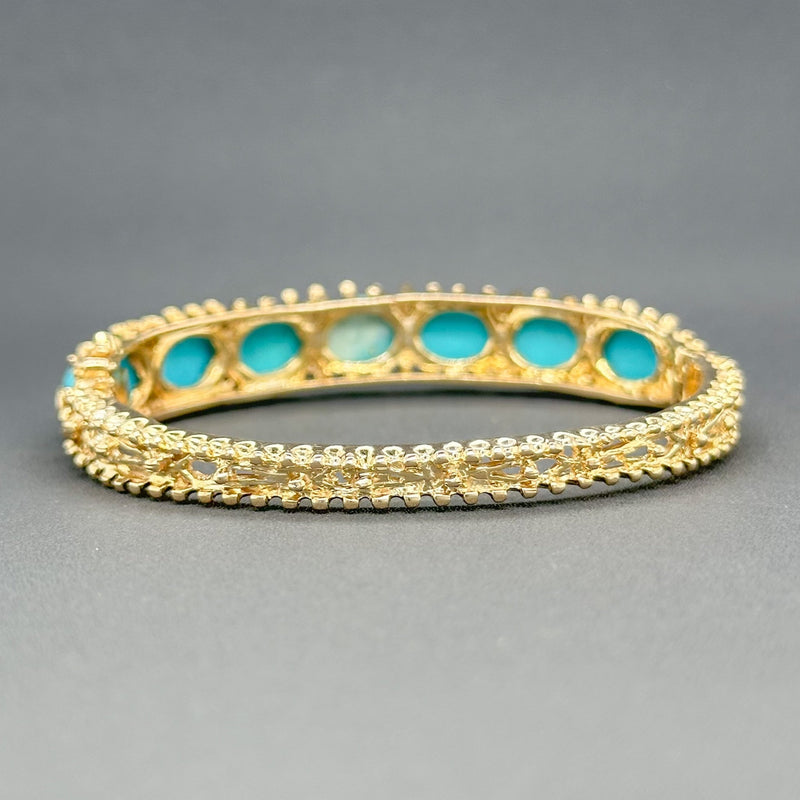 Estate 14K Y Gold 15.26cttw Turquoise Bangle Bracelet - Walter Bauman Jewelers