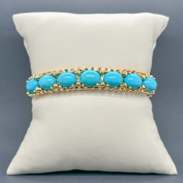 Estate 14K Y Gold 15.26cttw Turquoise Bangle Bracelet - Walter Bauman Jewelers