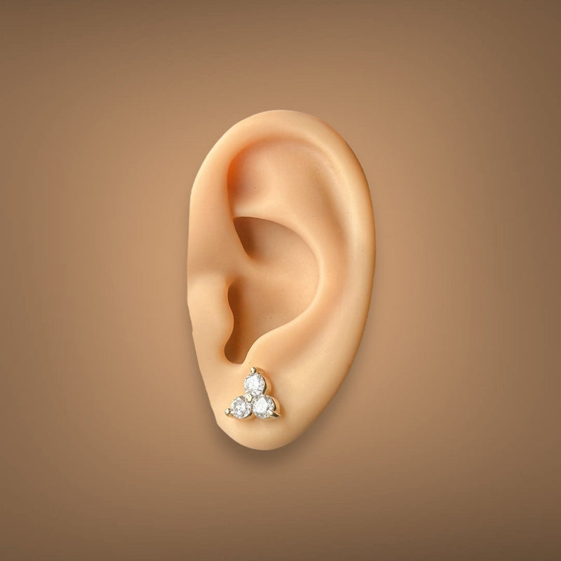 Estate 14K Y Gold 1.54cttw H/SI2 Diamond Triangle Stud Earrings - Walter Bauman Jewelers