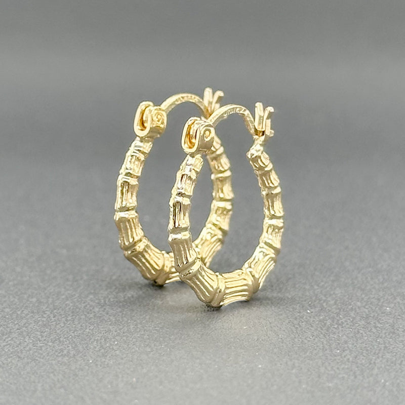 Estate 14K Y Gold 15.61mm Small Bamboo Hoop Earrings - Walter Bauman Jewelers