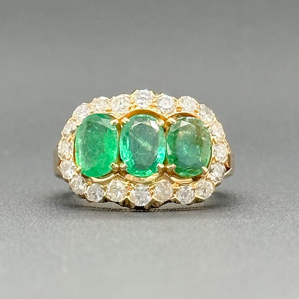 Estate 14K Y Gold 1.56cttw Emerald & 0.78cttw H-I/I1-2 Diamond Ring - Walter Bauman Jewelers