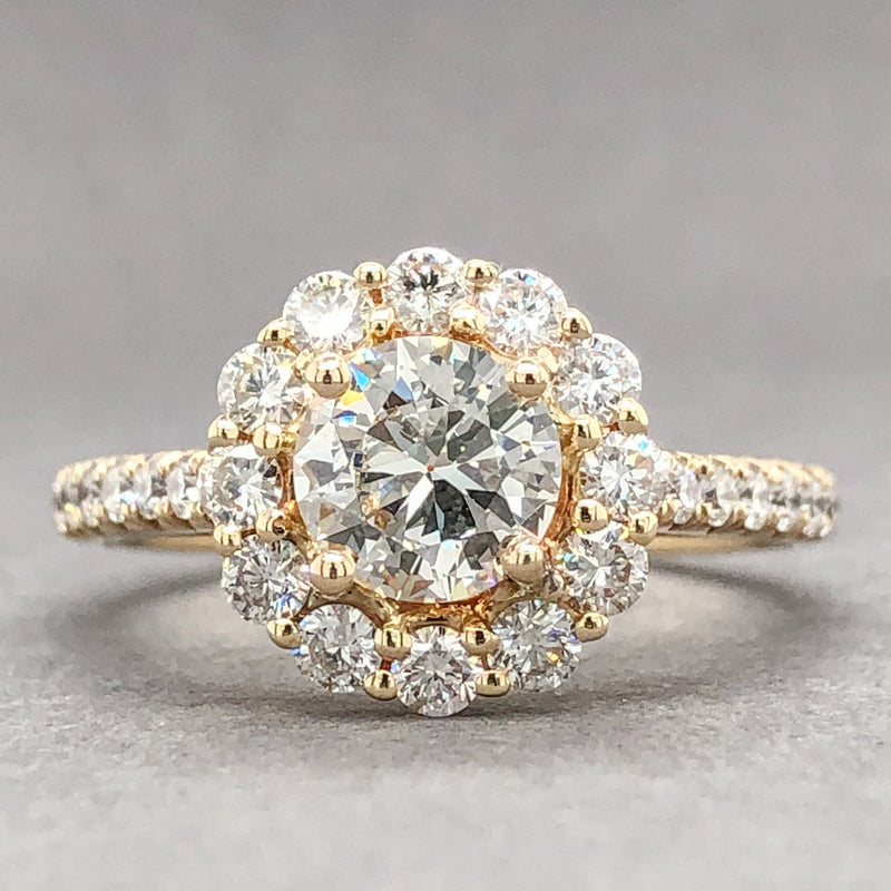 Estate 14K Y Gold 1.91cttw H-K/VS1-SI1 Diamond Halo Engagement Ring - Walter Bauman Jewelers