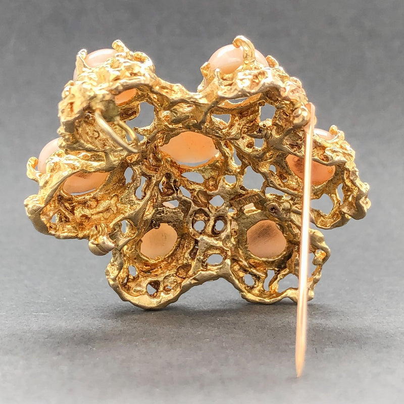 Estate 14K Y Gold 20.23cttw Angel Skin Coral Brooch - Walter Bauman Jewelers