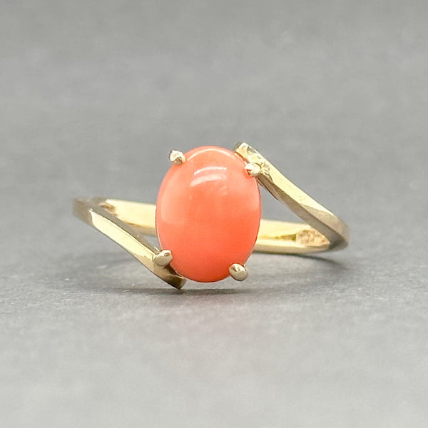 Estate 14K Y Gold 2.07ct Pink Coral Bypass Ring - Walter Bauman Jewelers