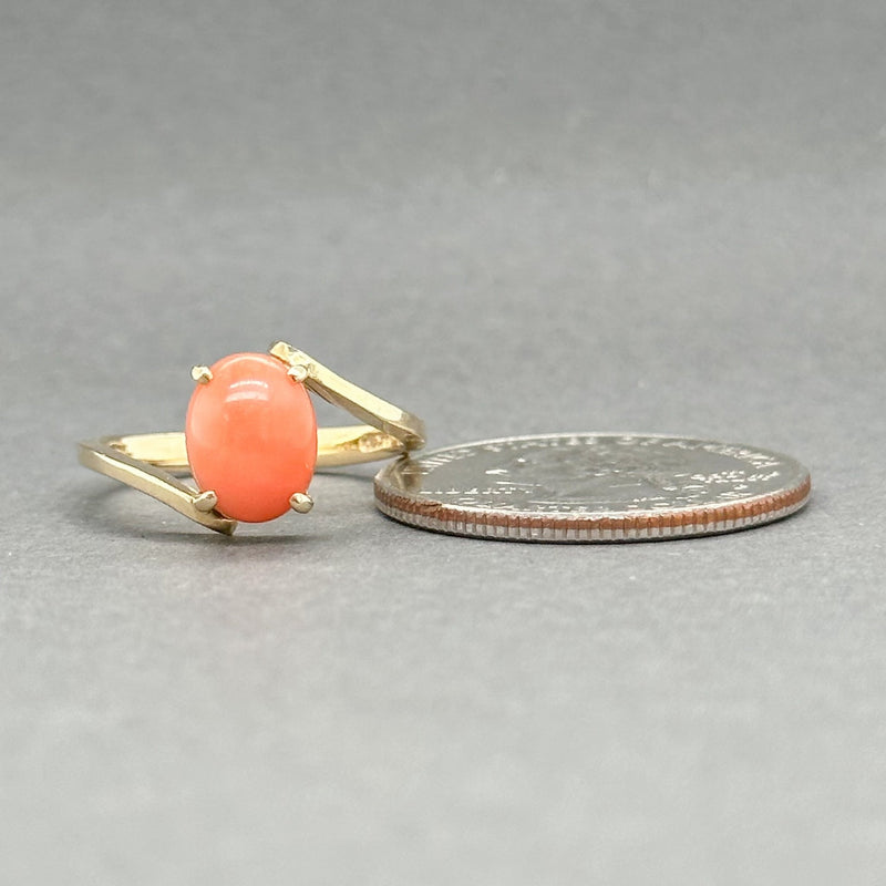 Estate 14K Y Gold 2.07ct Pink Coral Bypass Ring - Walter Bauman Jewelers