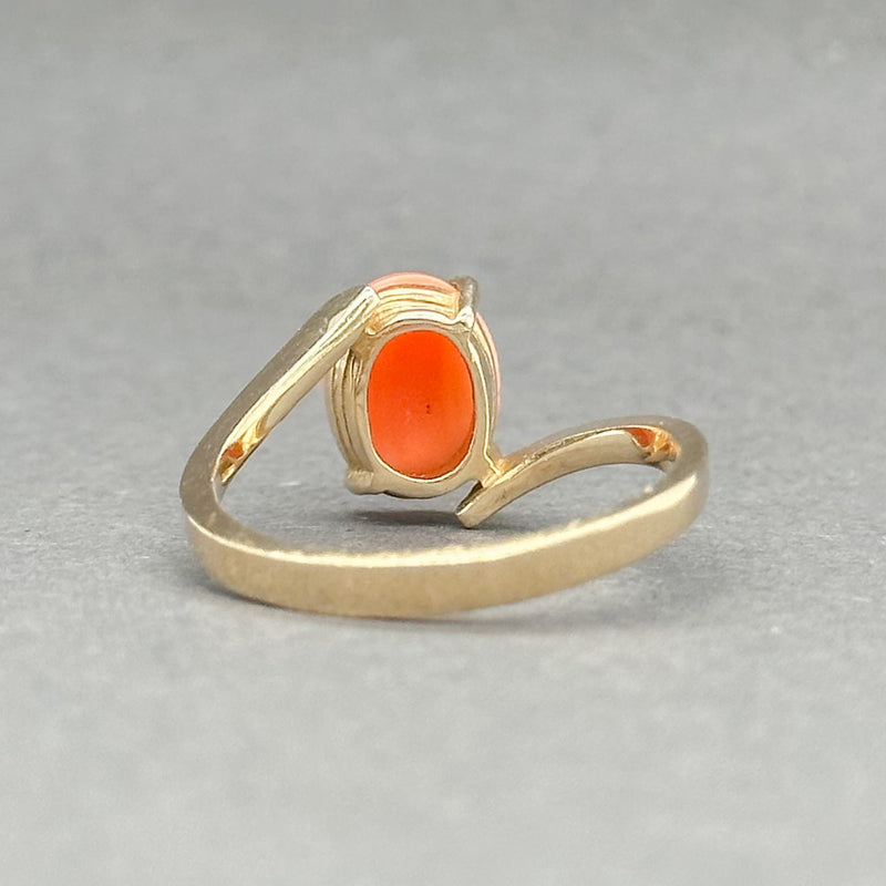 Estate 14K Y Gold 2.07ct Pink Coral Bypass Ring - Walter Bauman Jewelers