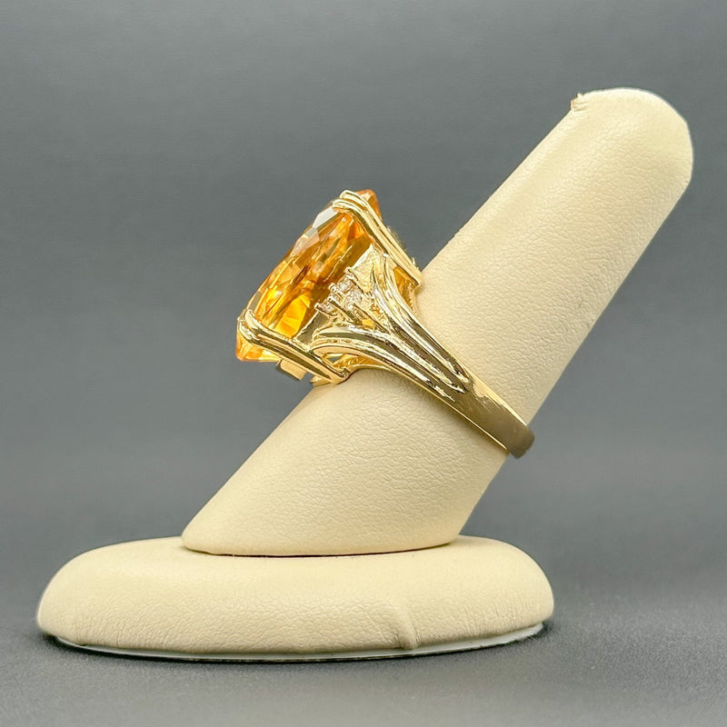 Estate 14K Y Gold 22.93ct Citrine & 0.22cttw G-H/SI1 Diamond Cocktail Ring - Walter Bauman Jewelers