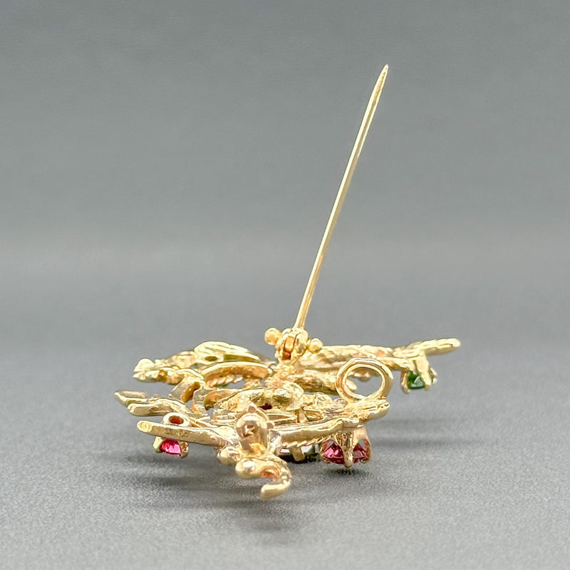 Estate 14K Y Gold 2.36cttw Multicolor Tourmaline Filigree Pin - Walter Bauman Jewelers