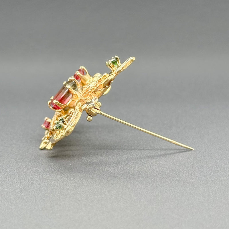 Estate 14K Y Gold 2.36cttw Multicolor Tourmaline Filigree Pin - Walter Bauman Jewelers