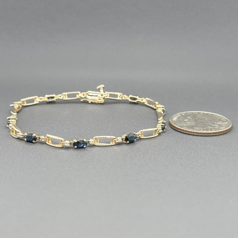 Estate 14K Y Gold 2.80cttw Sapphire & 0.06cttw H/I1 Diamond Bracelet - Walter Bauman Jewelers