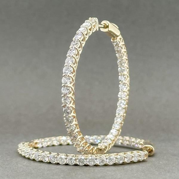 Estate 14K Y Gold 2.83cttw I-J/SI1-2 Diamond In & Out Hoop Earrings - Walter Bauman Jewelers