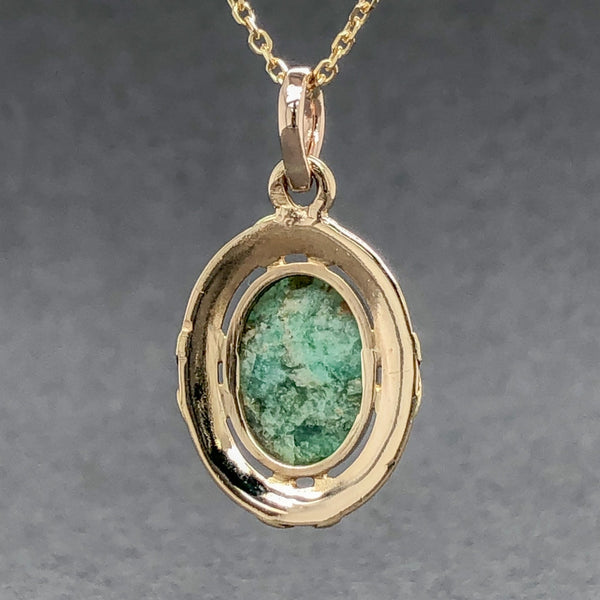 Estate 14K Y Gold 3.25ct Emerald Cabochon Pendant - Walter Bauman Jewelers