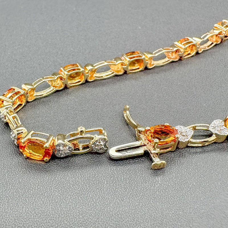 Estate 14K Y Gold 4.20cttw Citrine & 0.06cttw H-I/SI2 Diamond Bracelet - Walter Bauman Jewelers