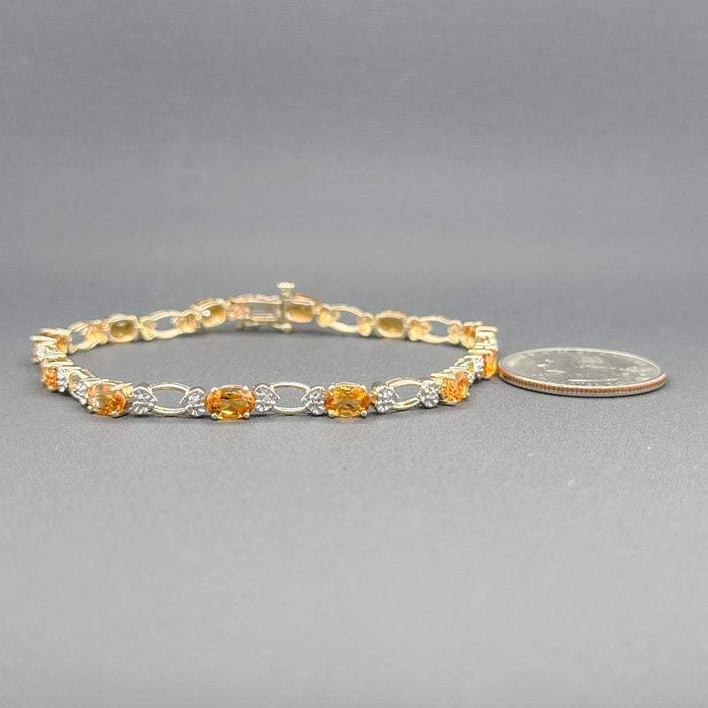 Estate 14K Y Gold 4.20cttw Citrine & 0.06cttw H-I/SI2 Diamond Bracelet - Walter Bauman Jewelers