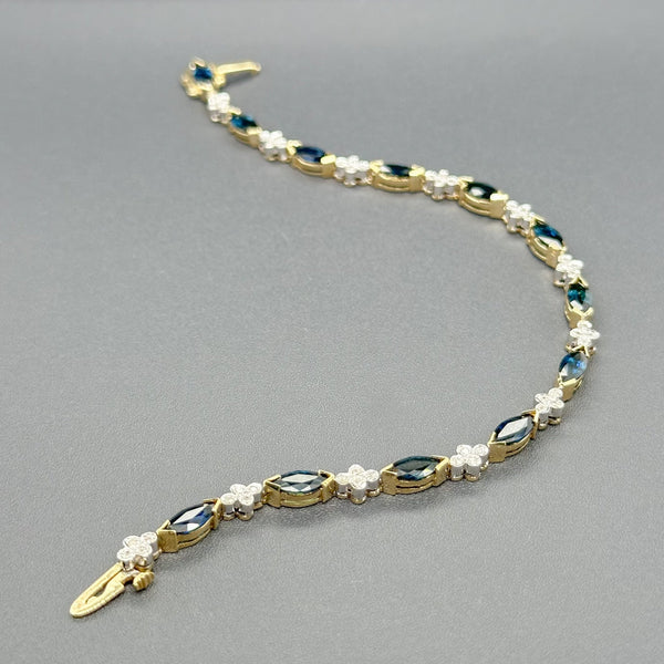 Estate 14K Y Gold 5.40cttw Sapphire & 0.24cttw H-I/SI2-I1 Diamond Bracelet - Walter Bauman Jewelers