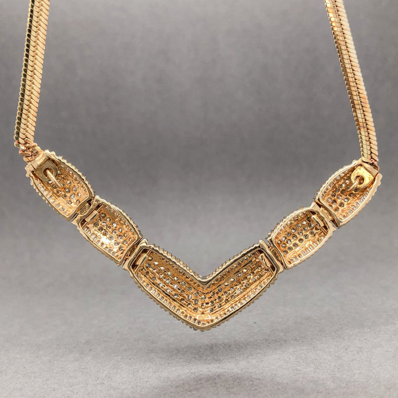 Estate 14K Y Gold 5.54cttw H-J/SI1-2 Diamond V Collar Necklace - Walter Bauman Jewelers