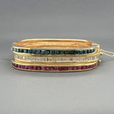 Estate 14K Y Gold 6.44cttw Ruby & Sapphire & 2.59cttw G/VS2-SI1 Diamond Set of 3 Bracelets - Walter Bauman Jewelers