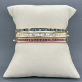Estate 14K Y Gold 6.44cttw Ruby & Sapphire & 2.59cttw G/VS2-SI1 Diamond Set of 3 Bracelets - Walter Bauman Jewelers